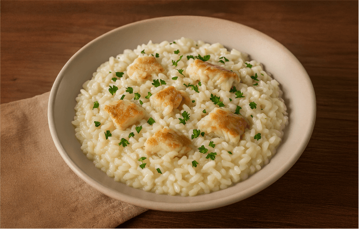 Risoto de Tilápia com Arroz Branco